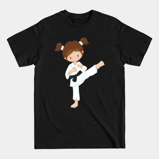 Discover Karate Girl, Cute Girl, Brown Hair, Black Belt - Karate Girl - T-Shirt