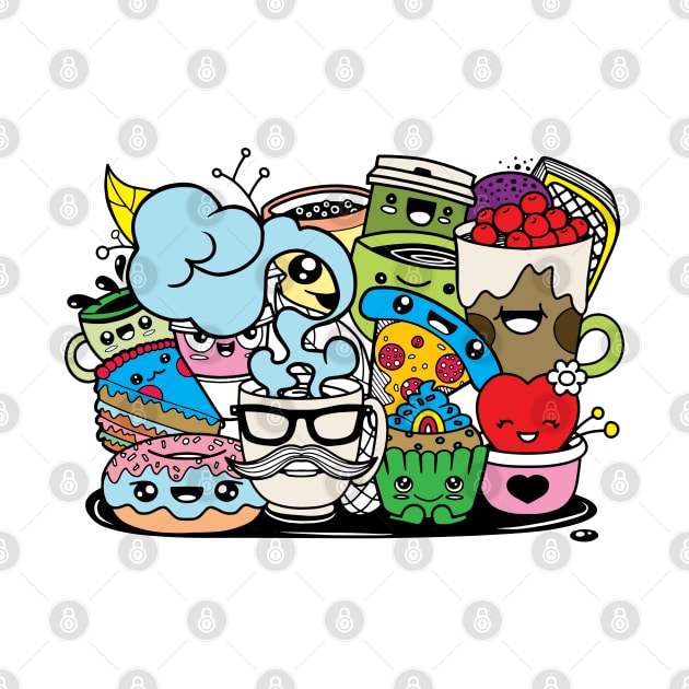 Funny cartoon food kawaii by Mako Design 