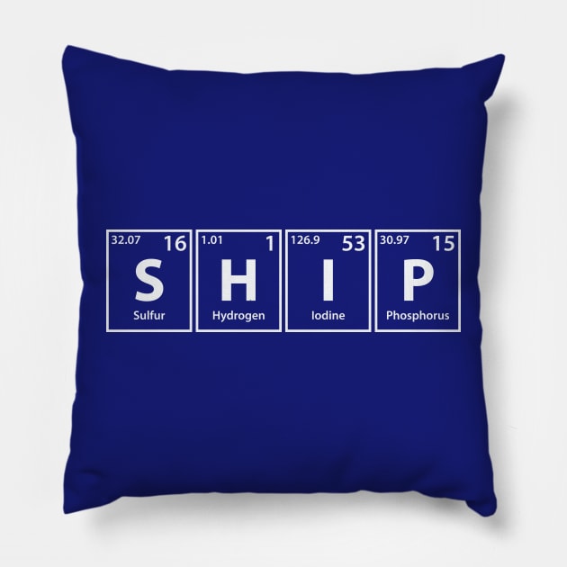 Ship (S-H-I-P) Periodic Elements Spelling Pillow by cerebrands