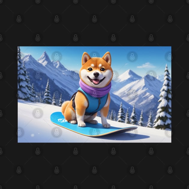 Hero Snowboarding Shiba Inu Dog by nicecorgi