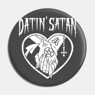 Datin' Satan Heart Shape with Satanic Tattooed Hands Holding Pin