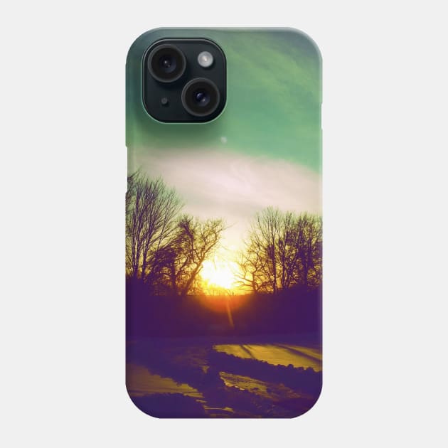 Green Blue Sunset Phone Case by saradaboru