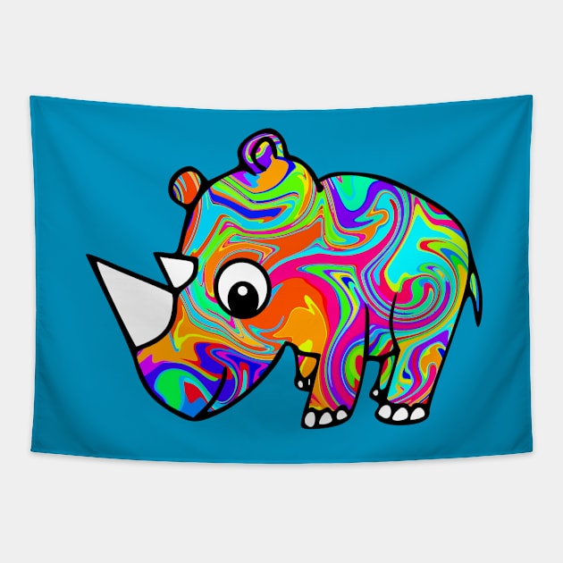 Colorful Rhino Tapestry by Shrenk