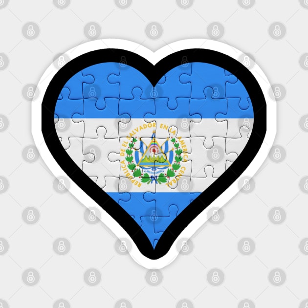 Salvadoran Jigsaw Puzzle Heart Design - Gift for Salvadoran With El Salvador Roots Magnet by Country Flags