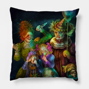 Scary Clowns Family Portrait Pillow