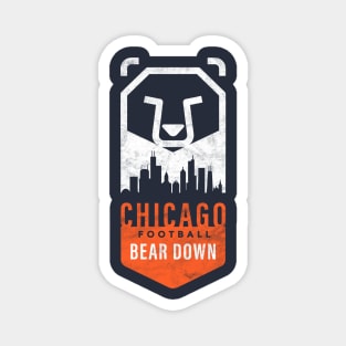 Chicago Football Bear Down, Chi-Town Skyline Magnet