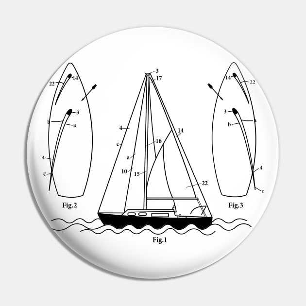 Boat Blueprint Captain Sailing Pin by BurunduXX-Factory