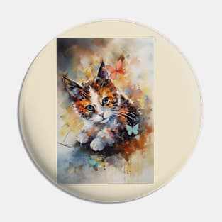 Cute Animals Unique Cat Abstract Art Butterfly Kitten Pin