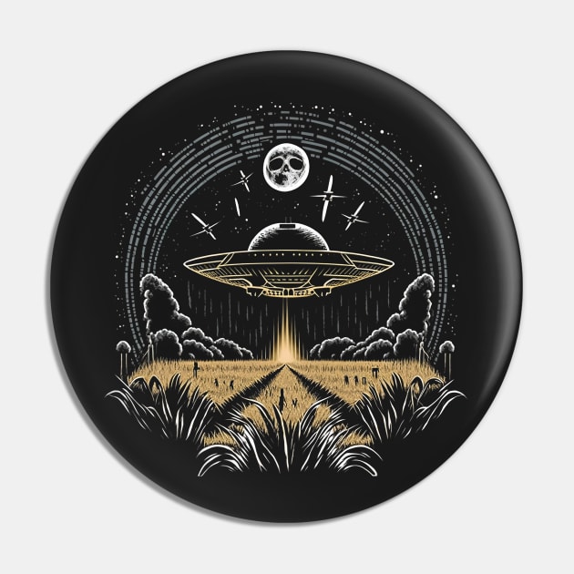 UFO and Moon Pin by JonHerrera