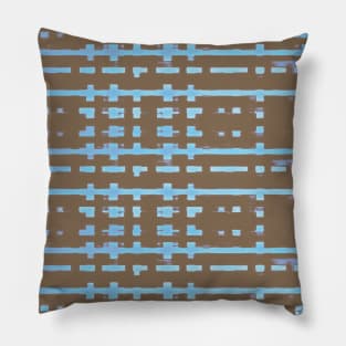 Deconstructed Blue & Brown Plaid Pillow