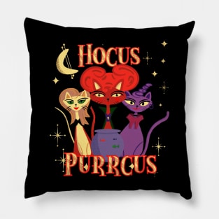 Hocus Purrcus Mid-Century Modern Witch Cats Pillow