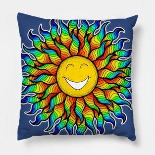 SUPER HAPPY SUN RAINBOW SUNSHINE Psychedelic Sunshine Pillow