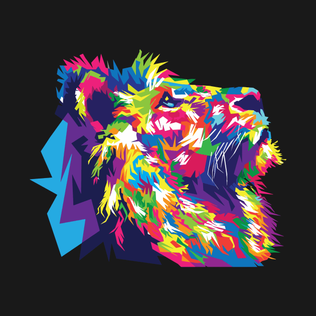 Colourful Majestic Lion Face Aesthetic by Sanu Designs