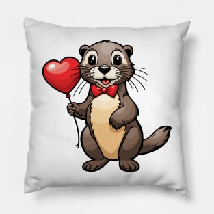 Otter Heart Balloon - Valentines Day Pillow