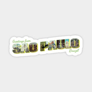 Greetings from Sao Paulo in Brazil Vintage style retro souvenir Magnet