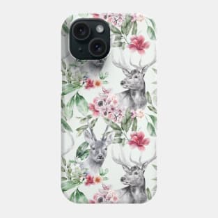 Purple Flower Deer Pattern Phone Case