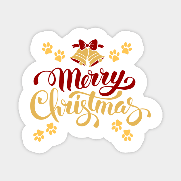 Merry Christmas With Dog Paw Magnet by NICHE&NICHE