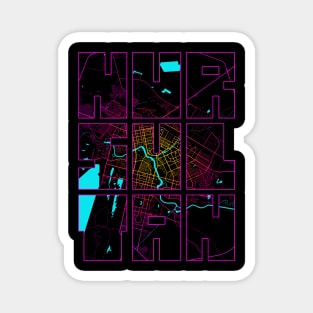 Nur Sultan, Kazakhstan City Map Typography - Neon Magnet