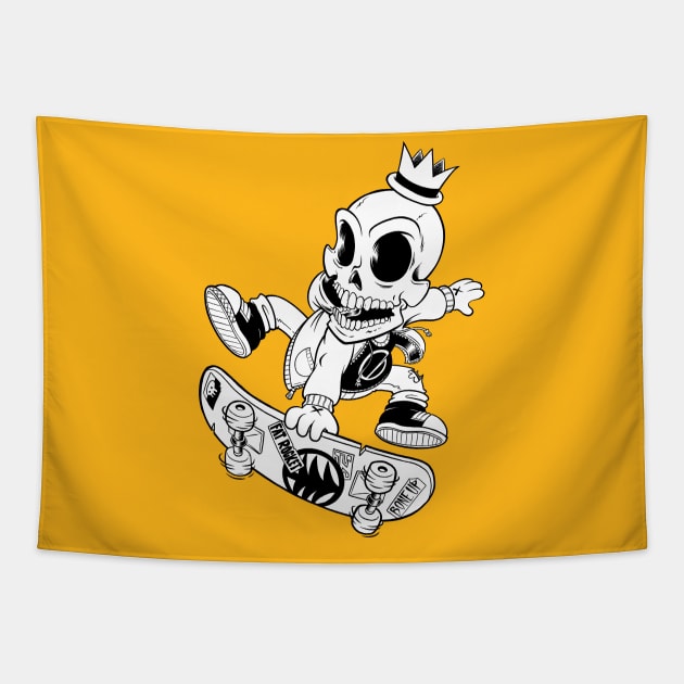 Skate it up Skullboy Tapestry by FatRocketStudios