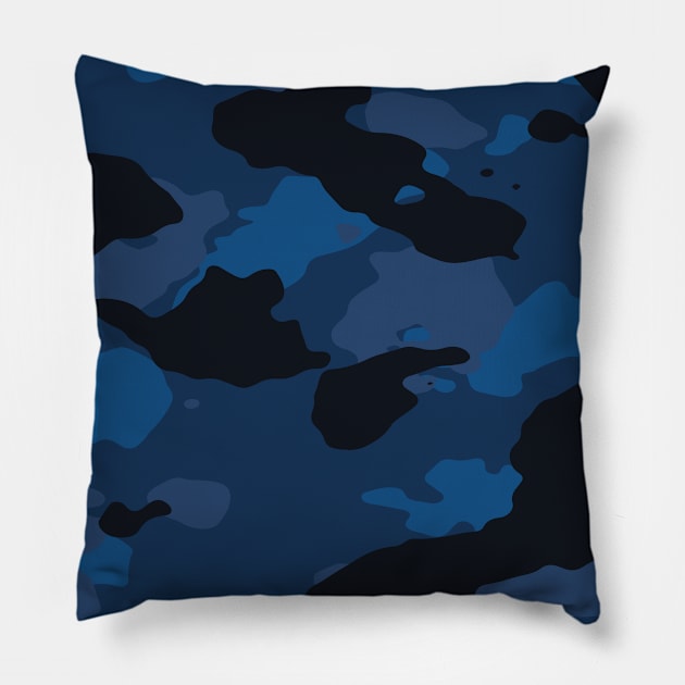 Saphire blue camo Pillow by BKDesigns