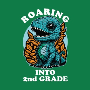 Cute Dinosaur Roaring Into 2nd Grade T-Shirt