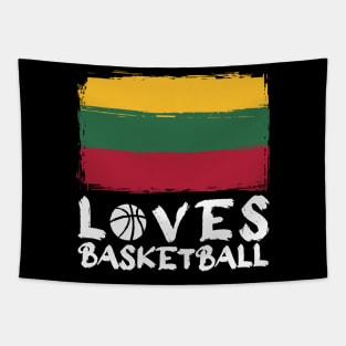 Lithuania Loves Basketball Tapestry