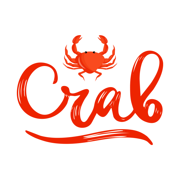 Logo Crab logo with illustration of sea red animal. by linasemenova