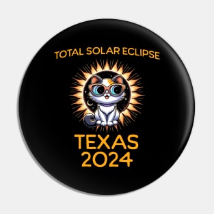 Funny Cat Sunglasses Total Solar Eclipse April 2024 Texas Pin