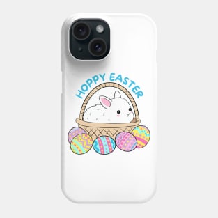 Hoppy easter cute easter bunny in a basket with easter eggs Phone Case