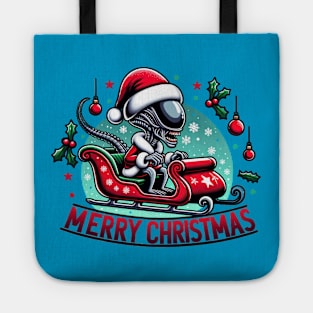 Christmas Alien Riding a Sleigh Tote