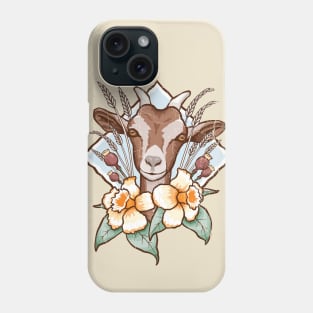 Cute Brown Goat Abstract Floral Design Phone Case