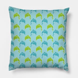 Trendy Green Blue Dolphin Pattern Pillow