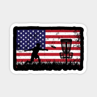 Disc Golf American Flag Magnet