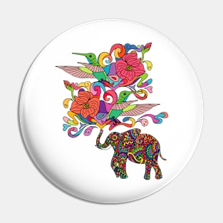 Lucky Elephant & Hummingbirds Pin