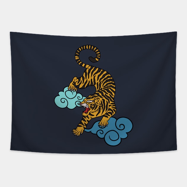 Great tiger on beautifull sky Tapestry by RiyanRizqi