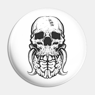 skull eating a brain Pin