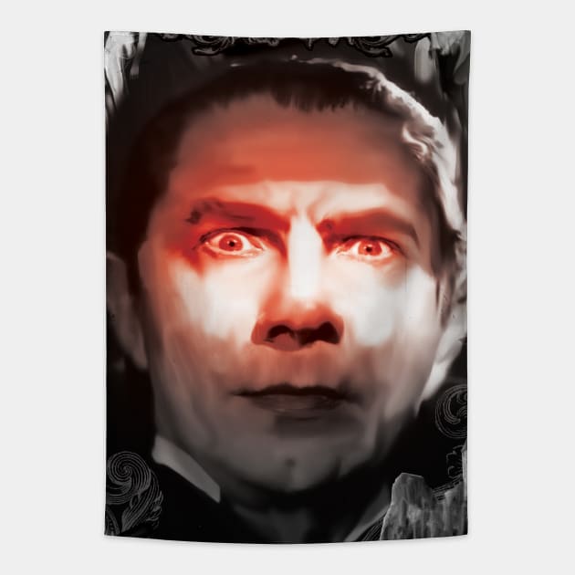 Dracula Bela Lugosi "Look Into My Eyes" Tapestry by xenomorphicpress