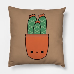 Cute Kawaii Cactus In Orange Pot Pillow