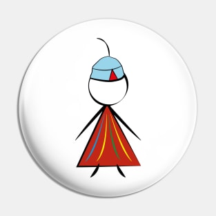 Madeira Island Young Girl Stick Figure inspired by Folklore Pin