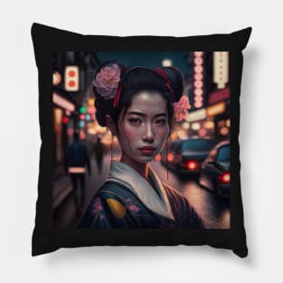 Kimono Japanese Woman Portrait Tokyo Pillow