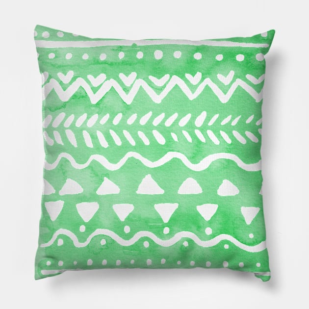 Loose bohemian pattern - green Pillow by wackapacka