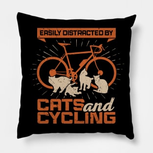 Easily Distracted By Cats And Cycling Pillow