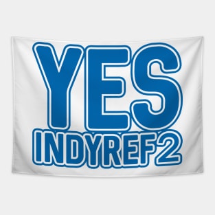 YES INDYREF2, Scottish Independence Saltire Blue and White Layered Text Slogan Tapestry