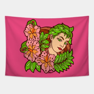 Pink Tiger Lily Girl Tapestry