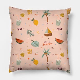 Summer Aesthetic on Peach Seamless Pattern Pillow