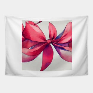 Watercolor red bow red ribbon Tapestry