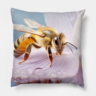 Bee Flower Nature Serene Tranquil Peace Pillow