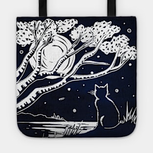 Cat and Moon Tote