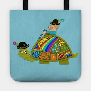 A dandy man riding a turtle Tote