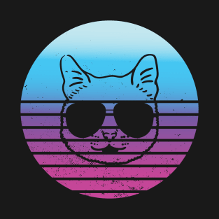 Unique Vintage Retro Cat Face With Sunglass T-Shirt